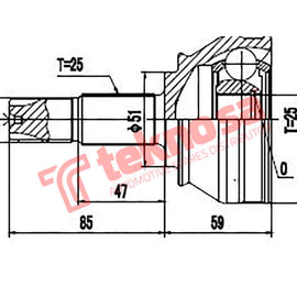 Outer Cv Joint Alfa 147 1.6I Twin Spark 147 1.9Jtd Fiat Multipla 1.9Jtd Af3001 CV Joint Teknosa