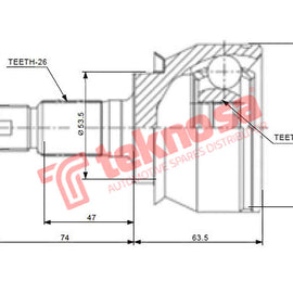 Outer Cv Joint Mini Cooper 1 R53 1.6 W11B16A 2004- Au5710 CV Joint Teknosa