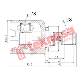 Inner CV Joint Front Left BMW 2 Series F45/46 X1 F48 X2 F39 (BM4013) CV Joint Teknosa