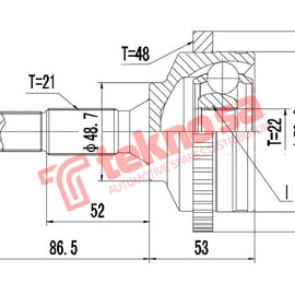 Outer Cv Joint Peugeot 206 1.4 Popart Xr Xline 1.4Hdi 2001- Ct5721A CV Joint Teknosa