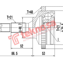 Outer Cv Joint Peugeot 206 1.4 Popart X-Line Tu3Jp Etj4 2004- Ct5752A CV Joint Teknosa
