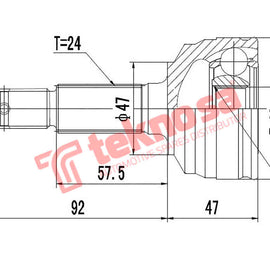 Outer Cv Joint Daihatsu Cuore 1997-2001 Daihatsu Sirion 1.0, 1.3 1998-2005 Da5717 CV Joint Teknosa
