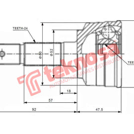 Outer Cv Joint Daihatsu Terios 1.3 4X4 1997- Charade Mk2 Mk3 1.0 Da5940 CV Joint Teknosa