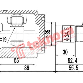 Inner Cv Joint Daihatsu Terios 1.5Dvvt 2005-2010 3Sz Da6616 CV Joint Teknosa