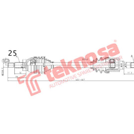 Complete Driveshaft Front Left Ford Ecosport 1.5TDCi Fiesta MK V, MK VI (DFO160) CV Joint Teknosa