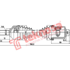 Complete Driveshaft Front Left Ford Torneo, Transit 2012- (DFO400) CV Joint Teknosa
