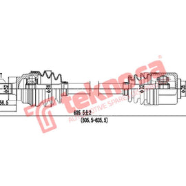 Complete Drive Shaft Lh Kia Pride 1.3 B3 1997-2000 Dki100 CV Joint Teknosa