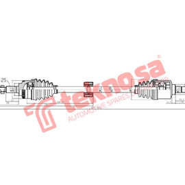Complete Driveshaft Front Right Suzuki Swift 2011- / Dzire 2018- DSU107 (25*22*895mm) CV Joint Teknosa