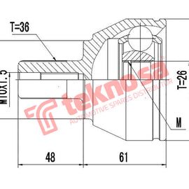Outer Cv Joint Ford Focus 2 1.6Si 2.0 2.0Tdci 2005- Fd3002 CV Joint Teknosa