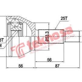 Outer Cv Joint Ford Diesta 2 1.6I Fiesta 3 1.4I 1.6Tdci Fiesta 4 1.5Tdci Streetka Fd3007 CV Joint Teknosa