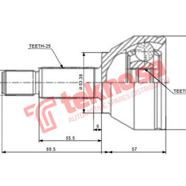 Outer Cv Joint Ford Focus 1.6I Focus 2.9I St170 Zetec Eddb Alda 2001-2005 Fd5717 CV Joint Teknosa