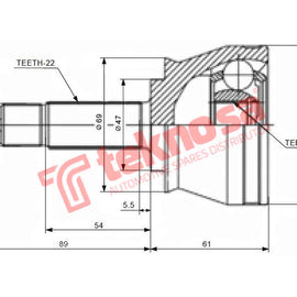 Outer Cv Joint Fiat Strada 1.2 El 1.4 178B7 178F3 2005-2011 Fi5730 CV Joint Teknosa