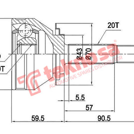 Outer Cv Joint Fiat 128 1100 1300 Rally Uno Cento Fire Mia Pacer Fi5912 CV Joint Teknosa