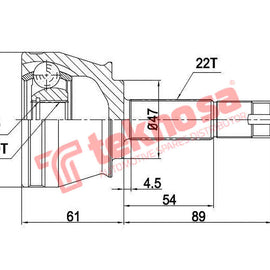 Outer Cv Joint Fiat Palio 1.2 1996-2012 Siena 1997- Fi7018 CV Joint Teknosa