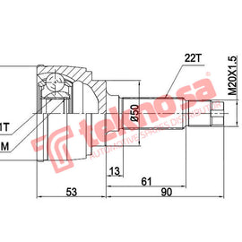 Outer Cv Joint Opel Adam 1.4 2012- Opel Corsa 1.4 2006- Gm3003 CV Joint Teknosa