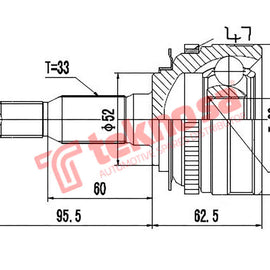 Outer Cv Joint Chevrolet Optra 2003-2008 1.6 Lxt Manual 5 Speed Gm71028 CV Joint Teknosa
