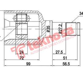 Inner Cv Joint Chev Aveo 1.6 2011- Sonic 1.4 2011- Gm8008 CV Joint Teknosa