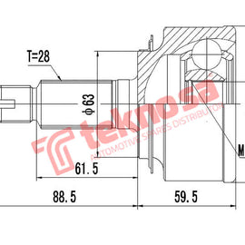 Outer Cv Joint Honda Accord Mk Vii 2003-2008 2,4 Honda Cr-V Mk Iii 2.2Cdti 2006- HO3001 CV Joint Teknosa
