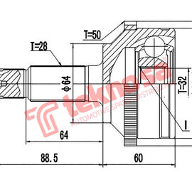 Outer Cv Joint Honda Accord Mk Vi 2,0 Vtec Honda Cr-V 1999- HO3002A CV Joint Teknosa