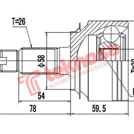 Outer Cv Joint Honda Civic 1.8I V-Tec Sedan / Hatch R18A2 2006- Ho3009 CV Joint Teknosa