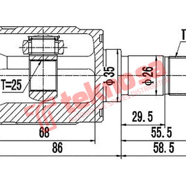 Inner Cv Joint Honda Jazz Mk Ii 2002-2008 1.3Idsi Mk Iii 1,7Ivtec 2007-2015 HO4003 CV Joint Teknosa