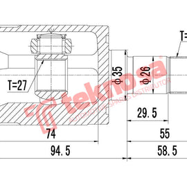 Inner Cv Joint Honda Jazz 2 1.5 V-Tec Jazz 3 1.3 1.4I 1.5I Vtec 2006- Ho4007 CV Joint Teknosa