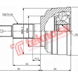 Outer Cv Joint Honda Cr-V 2.0 4X4 B20Z1 1997-2002 Ho5720 CV Joint Teknosa