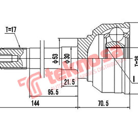 Outer Cv Joint Isuzu Trooper 320 6Vd1 (Sohc) 1993-1998 3.2Td 4Jg2 Iz5712 CV Joint Teknosa