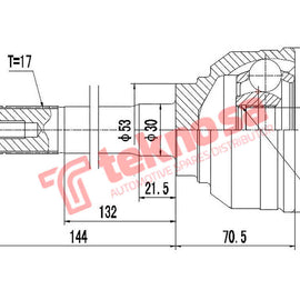 Outer Cv Joint Isuzu Frontier 320Lx 6Vd1(Sohc) Trooper 3.2 V6 4Jg2 6Vd1(Sohc Iz5945P CV Joint Teknosa