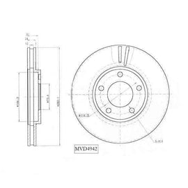 Brake Disc Vented Front Chrystler Voyager Motopart (Mvd4942) Brake Disc OPTIMA