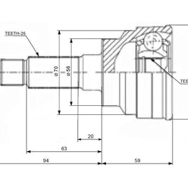 MAZDA 323 - Front Outer Cv Joint | X-LINE | MZ5917-X