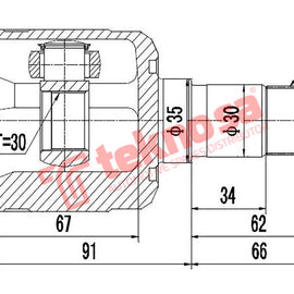Inner CV Joint Front Left Mazda 626 (MZ6431) CV Joint Teknosa