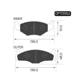 Volkswagen Citi Golf - Front Brake Pads | OPTIMA | OPT0962 - SKU OPT0962 - SpareMe South Africa