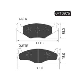 Citroën 206 - Front Brake Pads | OPTIMA | OPT0976 - SKU OPT0976 - SpareMe South Africa
