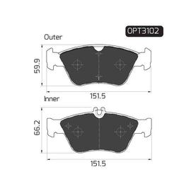 Mercedes-Benz C-Series - Front Brake Pads | OPTIMA | OPT3102 - SKU OPT3102 - SpareMe South Africa