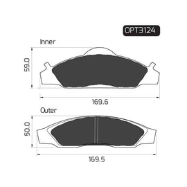 SsangYong Korando - Front Brake Pads | OPTIMA | OPT3124 - SKU OPT3124 - SpareMe South Africa