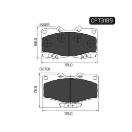 Toyota Hilux - Front Brake Pads | OPTIMA | OPT3189 - SKU OPT3189 - SpareMe South Africa