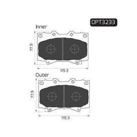 Toyota Land Cruiser - Front Brake Pads | OPTIMA | OPT3233 - SKU OPT3233 - SpareMe South Africa