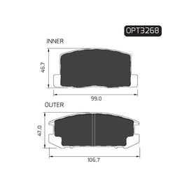 OPTIMA Rear Brake Pads for Toyota MR2 - SKU OPT3268 - SpareMe South Africa