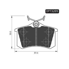 Audi A1 - Rear Brake Pads | OPTIMA | OPT3289 - SKU OPT3289 - SpareMe South Africa