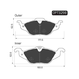 Opel Astra - Front Brake Pads | OPTIMA | OPT3298 - SKU OPT3298 - SpareMe South Africa