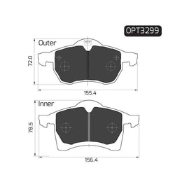 Opel Astra - Front Brake Pads | OPTIMA | OPT3299 - SKU OPT3299 - SpareMe South Africa