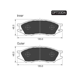 Nissan Almera - Front Brake Pads | OPTIMA | OPT3304 - SKU OPT3304 - SpareMe South Africa