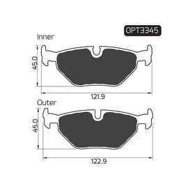 BMW 5 Series - Rear Brake Pads | OPTIMA | OPT3345 - SKU OPT3345 - SpareMe South Africa