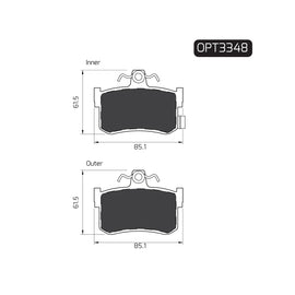 OPTIMA Rear Brake Pads for Hyundai Sonata - SKU OPT3348 - SpareMe South Africa