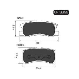 Citroën ASX - Rear Brake Pads | OPTIMA | OPT3366 - SKU OPT3366 - SpareMe South Africa