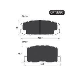 OPTIMA Rear Brake Pads for Toyota MR2 - SKU OPT3397 - SpareMe South Africa