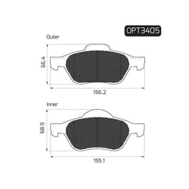 Renault Laguna - Front Brake Pads | OPTIMA | OPT3405 - SKU OPT3405 - SpareMe South Africa