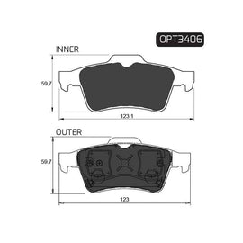 Jaguar Espace - Rear Brake Pads | OPTIMA | OPT3406 - SKU OPT3406 - SpareMe South Africa