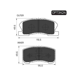 Datsun Agya - Front Brake Pads | OPTIMA | OPT3424 - SKU OPT3424 - SpareMe South Africa